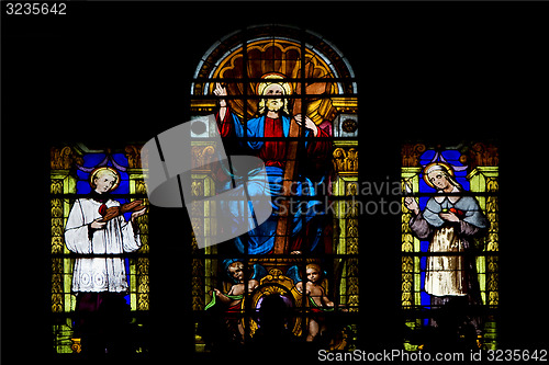 Image of the colored window in the church of chiavari italy