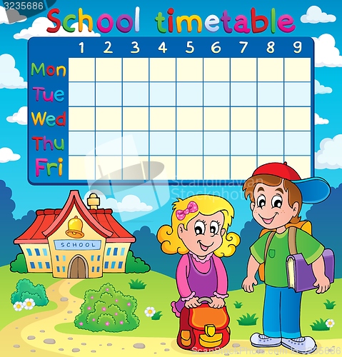 Image of School timetable with two children