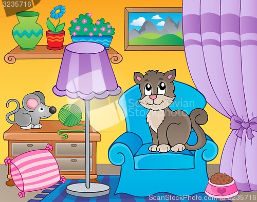 Image of Room with cat on armchair