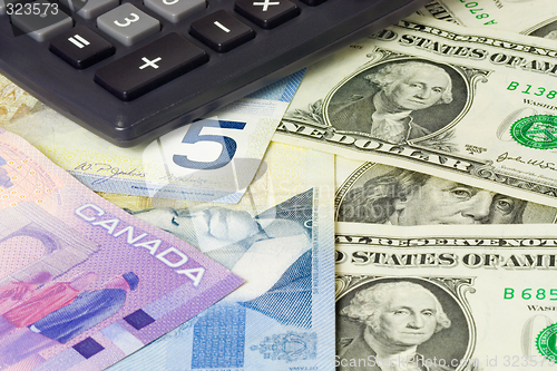 Image of Forex - US and Canadian currency pair with calculator

