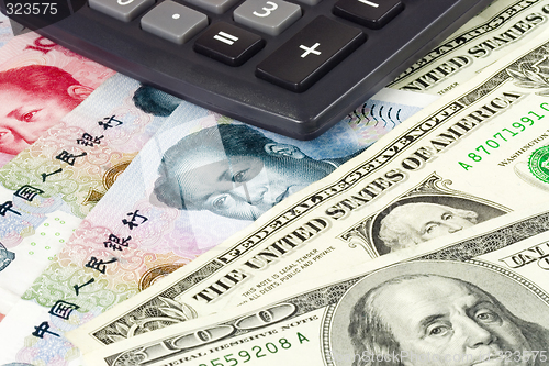 Image of Forex - US and Chinese currency pair with calculator

