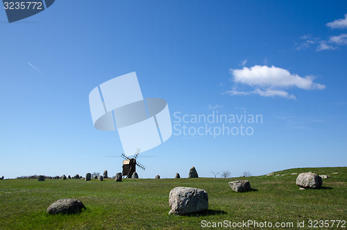 Image of Old windmill and old graveyard