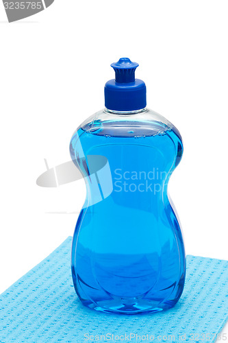 Image of Blue dishwashing liquid