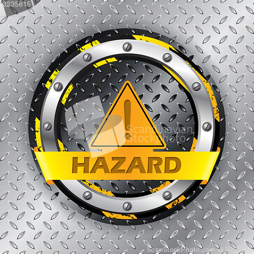 Image of Universal warning sign on metallic plate