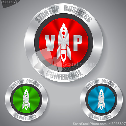 Image of Start up badges in different colors 