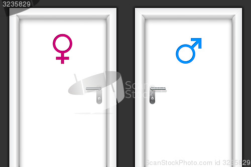 Image of Restroom doors with gender symbols