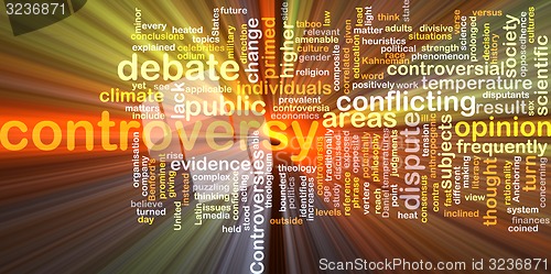 Image of controversy wordcloud concept illustration glowing