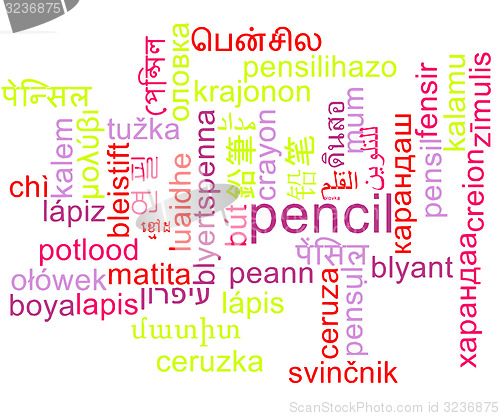 Image of Pencil multilanguage wordcloud background concept