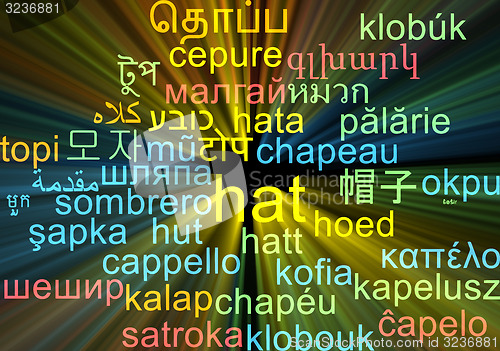 Image of Hat multilanguage wordcloud background concept glowing