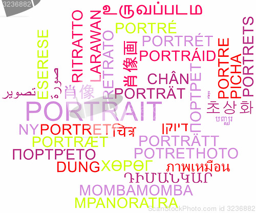 Image of Portrait multilanguage wordcloud background concept