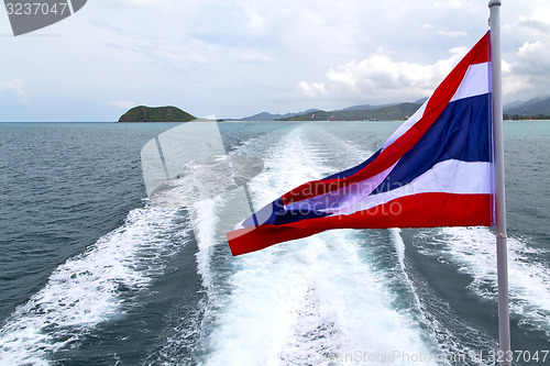 Image of asia myanmar kho samui bay isle waving flag    in thailand  