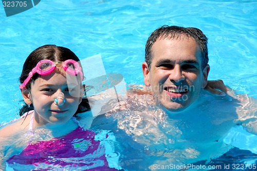 Image of Father daughter pool