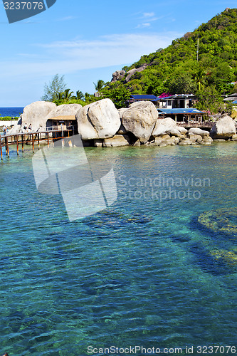 Image of asia kho  bay white      rocks house t in thailand  south china 