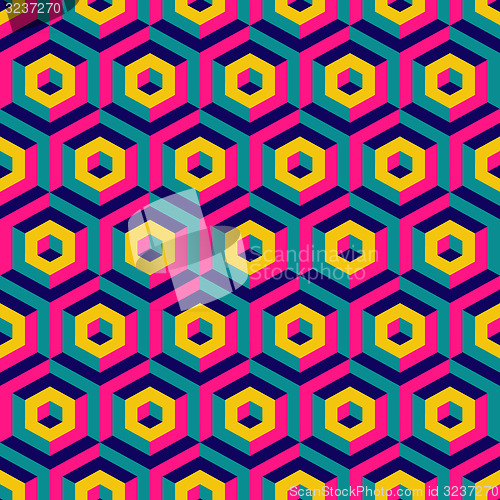 Image of 3d seamless abstract with hexagonal elements. 