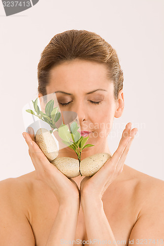 Image of The woman relax caption