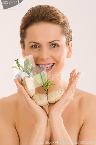 Image of The woman relax caption