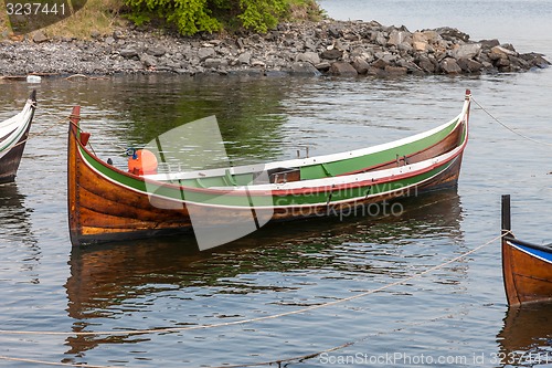 Image of Small boat on clear water 