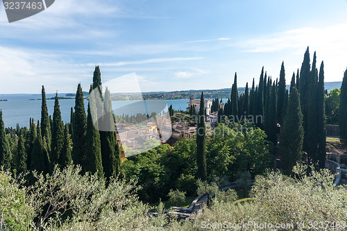 Image of The view from the roof small old town on Lake Garda