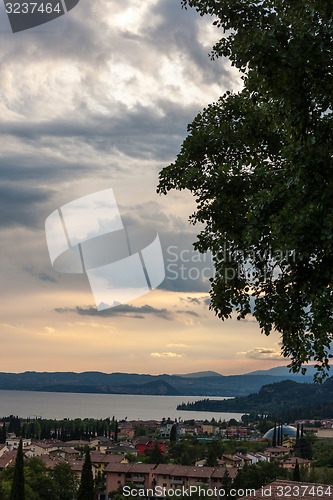 Image of sunset over the lake Garda