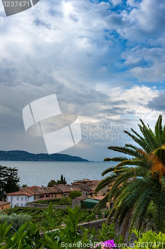 Image of The view from the roof small old town on Lake Garda