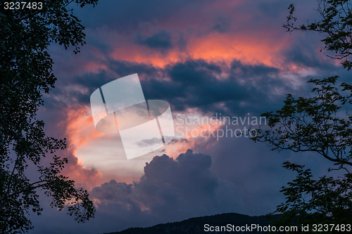 Image of sunset over the lake Garda