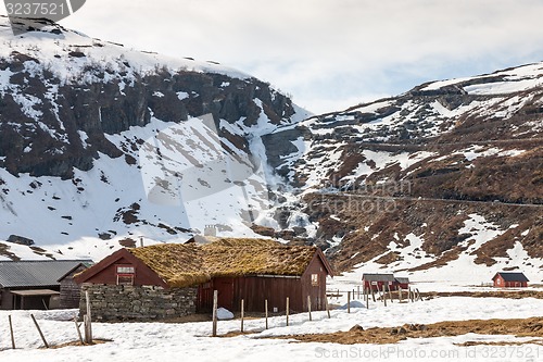 Image of Mountains, snow-covered fjord