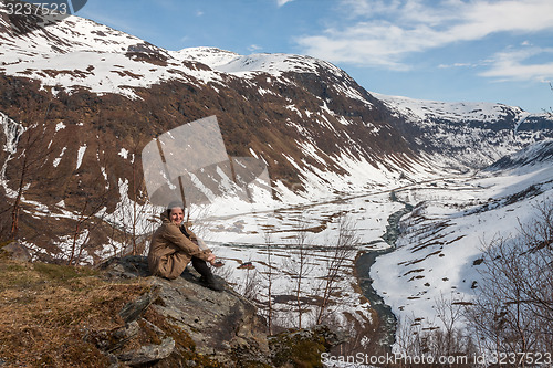 Image of Mountains, snow-covered fjord