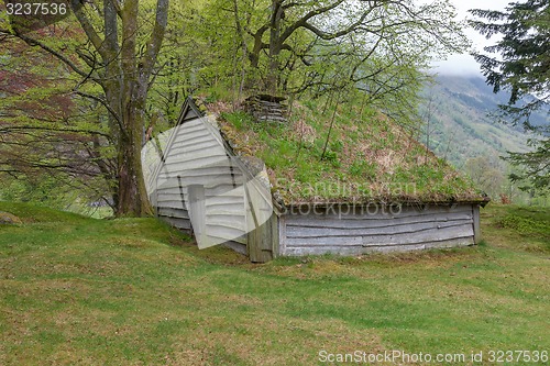 Image of Small building in Norway mountain.