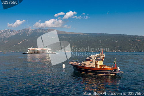 Image of Lake Garda is the largest lake in Italy. 