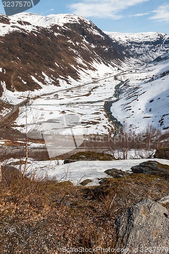 Image of Mountains, snow-covered fjord