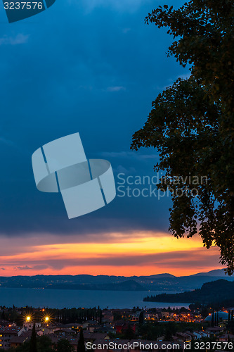 Image of sunset over the lake Garda