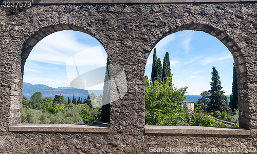 Image of The view from the ancient arches on Lake Garda