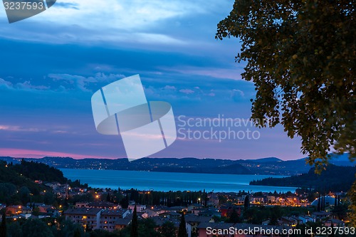 Image of sunset over the lake Garda