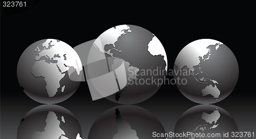 Image of Vector illustration with globe of the Earth in different positio