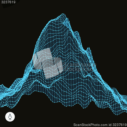 Image of Abstract landscape background. Cyberspace grid. 