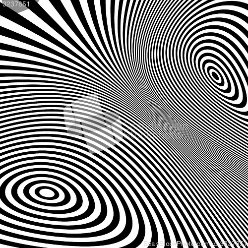 Image of Pattern with optical illusion. Black and white background. 