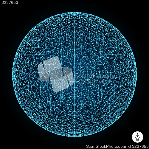 Image of 3d sphere. Global digital connections. Technology concept. 