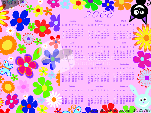 Image of Colorful Calendar for 2008