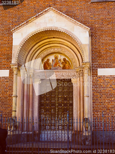 Image of Retro look Sant Eustorgio church Milan