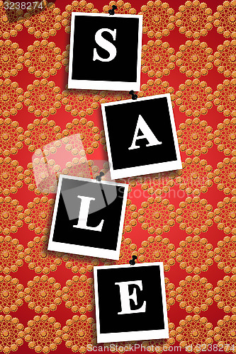 Image of inscription sale on the nice lace fabric