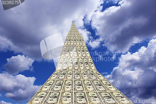 Image of dollar road going away to blue sky