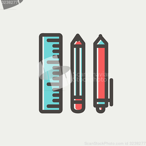 Image of School supplies thin line icon