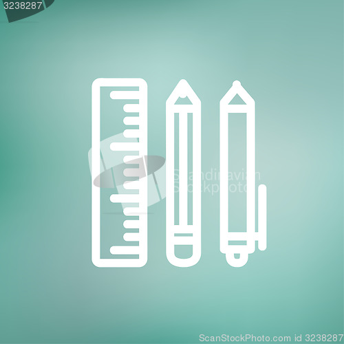 Image of School supplies thin line icon