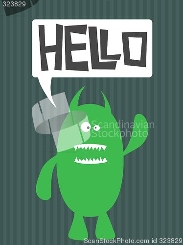 Image of Illustration of a monster saying hello