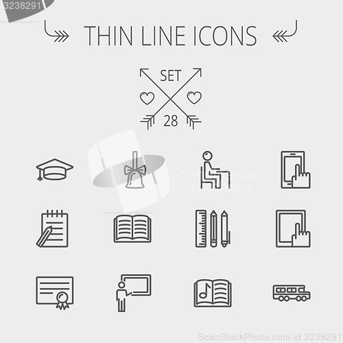 Image of Education thin line icon set