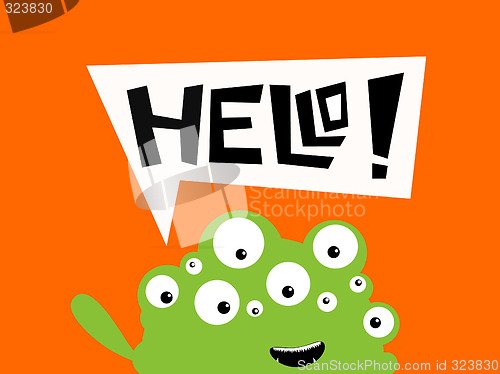 Image of Illustration of a monster saying hello