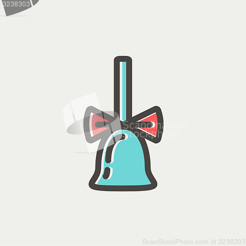 Image of School bell with ribbon thin line icon