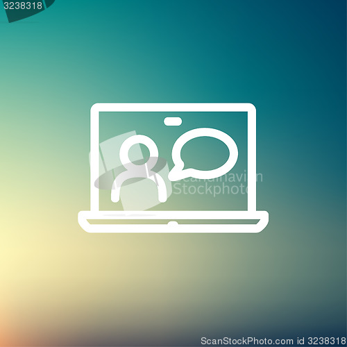 Image of Video chat online thin line icon