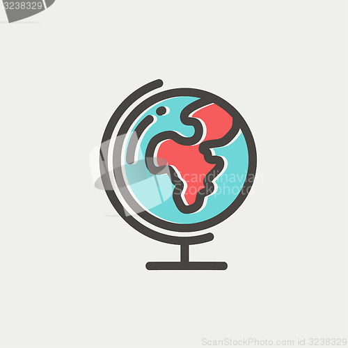 Image of World globe with stand thin line icon