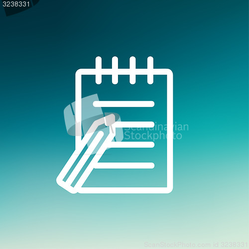 Image of Writing pad and pen thin line icon